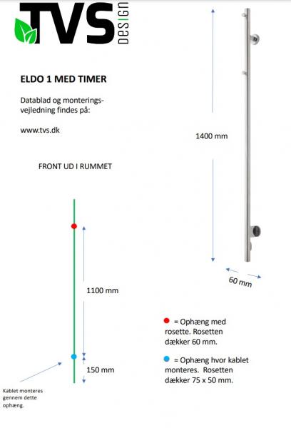 TVS Eldo 1 h&aring;ndkl&aelig;det&oslash;rrer m/timer - Sort
