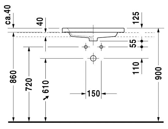 Duravit 2nd floor 60 h&aring;ndvask t/nedf&aelig;ldning