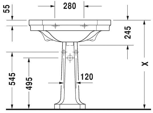 Duravit 1930 80 h&aring;ndvask t/v&aelig;g - 1/3 hanehuller