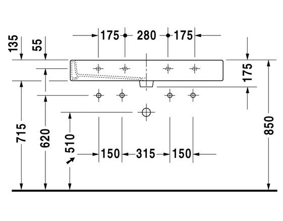 Duravit Vero 100 bowlevask op til v&aelig;g - 2 hanehuller - Wondergliss