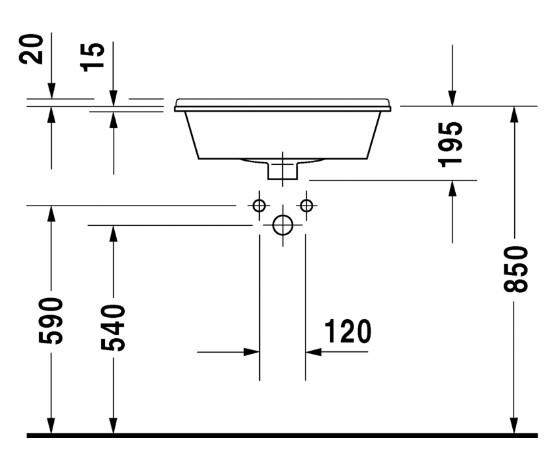 Duravit Starck 3 56 håndvask t/nedfældning Duravit Starck 3 56 håndvask t/nedfældning