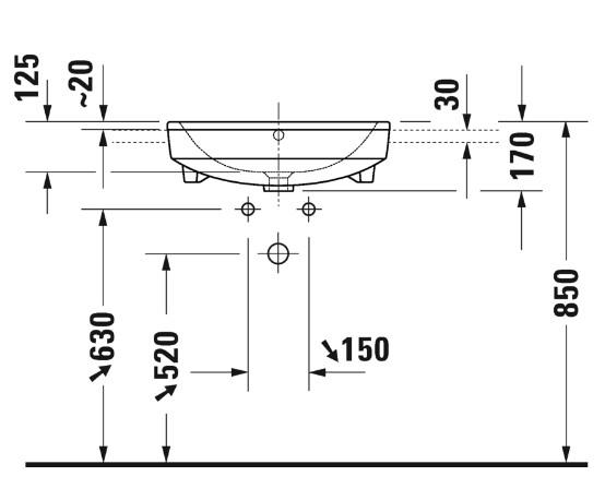 Duravit No.1 55 håndvask t/delvis nedfældning - 1 hanehul Duravit No.1 55 håndvask t/delvis nedfældning - 1 hanehul