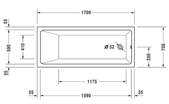 Duravit Vero Air rektangul&aelig;rt badekar 1700x700