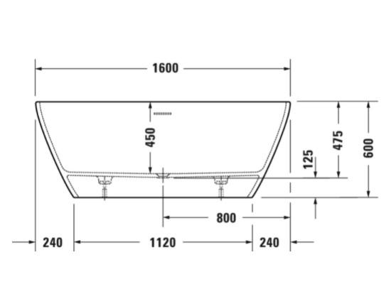 Duravit D-Neo fritst&aring;ende badekar 1600 x 750 mm - Mat hvid