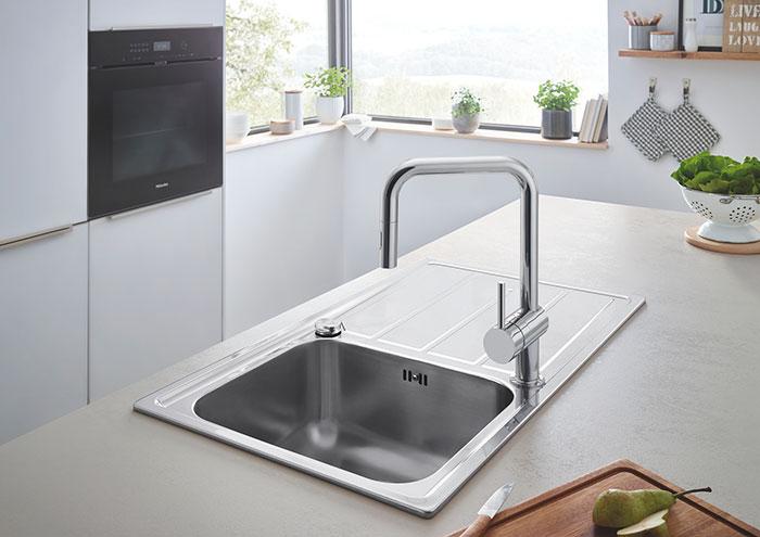 Grohe NEW Minta k&oslash;kkenbatteri m/udtr&aelig;k og U-tud - Krom