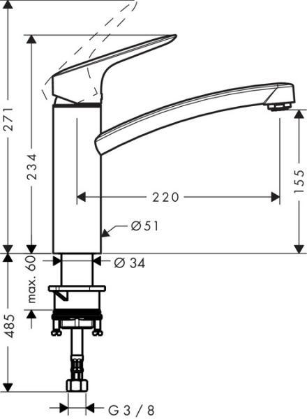 Lavabo DK480 k&oslash;kkenvask m/hansgrohe k&oslash;kkenarmatur i krom