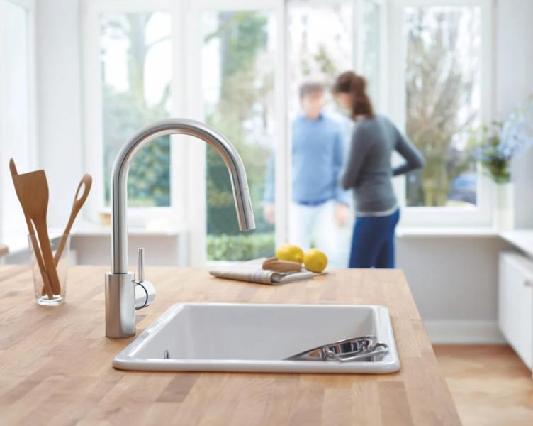 Grohe NEW Concetto k&oslash;kkenarmatur m/udtr&aelig;k og Dual spray - Supersteel