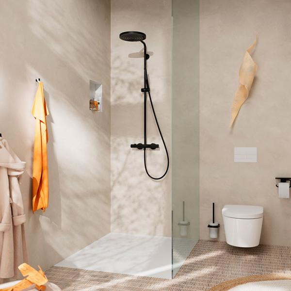 hansgrohe Pulsify S Puro 1jet & Tecturis komplet pakke til badev&aelig;relset - Mat sort