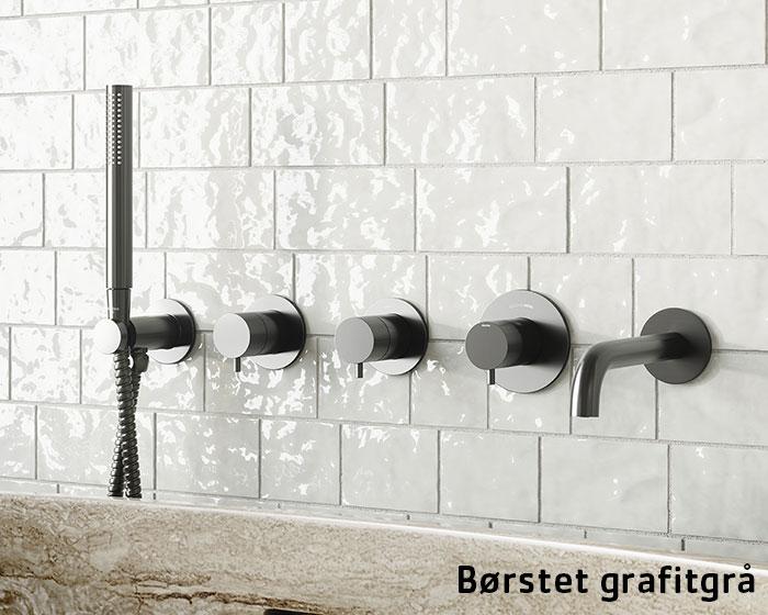 Damixa Silhouet BS 2 komplet badekararmatur til indbygning - B&oslash;rstet messing PVD