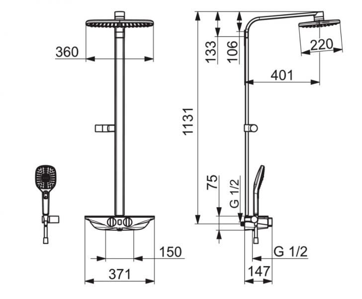 Oras Esteta Wellfit komplet brusesystem - Krom/hvid Oras Esteta Wellfit komplet brusesystem - Krom/hvid