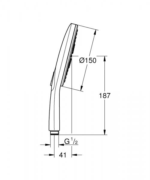 Grohe Rainshower SmartActive 150 h&aring;ndbruser - Krom