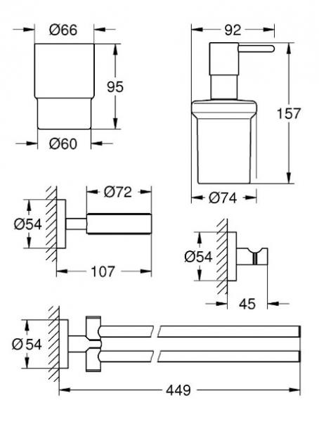 Grohe Essentials tilbeh&oslash;rss&aelig;t 4 i 1 - Krom