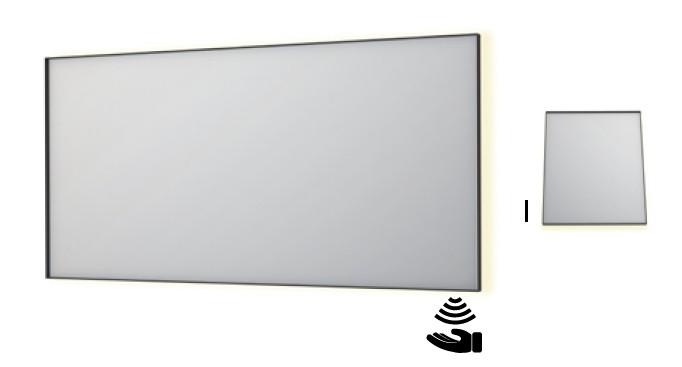 Sanibell Ink SP32 firkantet spejl m/backlight, varme og sensor 160 x 80 cm - B&oslash;rstet gunmetal