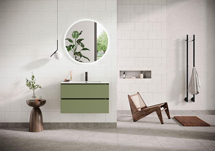 Str&oslash;mberg Lux 100 vaskeskab m/2 skuffer - Olive gr&oslash;n