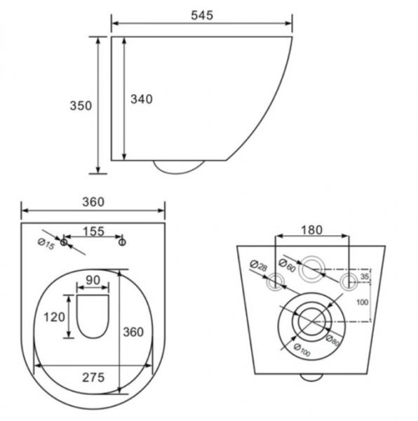 Lavabo Studio RIMless mat sort toiletpakke inkl. s&aelig;de/soft-close, cisterne og mat sort betjening