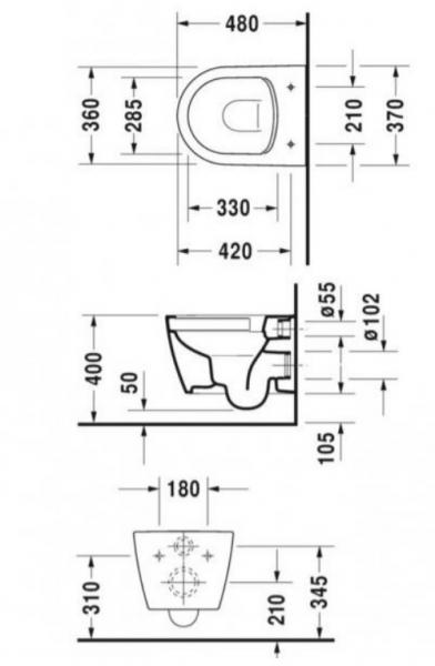 Duravit Me by Starck Compact toiletpakke inkl. s&aelig;de m/softclose, Wondergliss, cisterne og hvid betjening