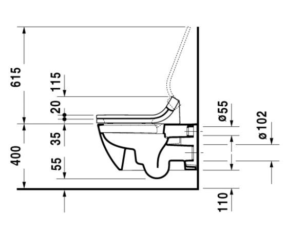 Duravit Happy D.2 Rimless h&aelig;ngesk&aring;l til sensowash s&aelig;de