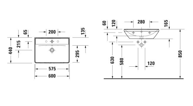 Duravit D-Neo 60 h&aring;ndvask t/v&aelig;g