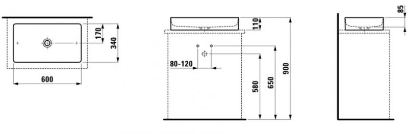 Laufen Living h&aring;ndvask bordst&aring;ende vask 600 x 340 mm.