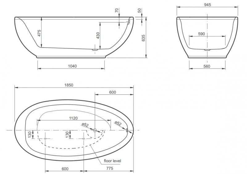 Strømberg Laguna fritstående badekar 1850 x 950 mm - Hvid Strømberg Laguna fritstående badekar 1850 x 950 mm - Hvid