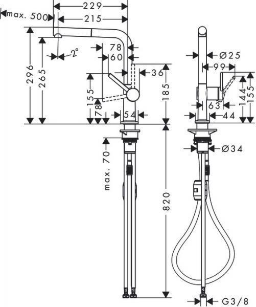 hansgrohe S51-F450 k&oslash;kkenvask i komposit m/Talis M54 k&oslash;kkenvandhane i mat sort