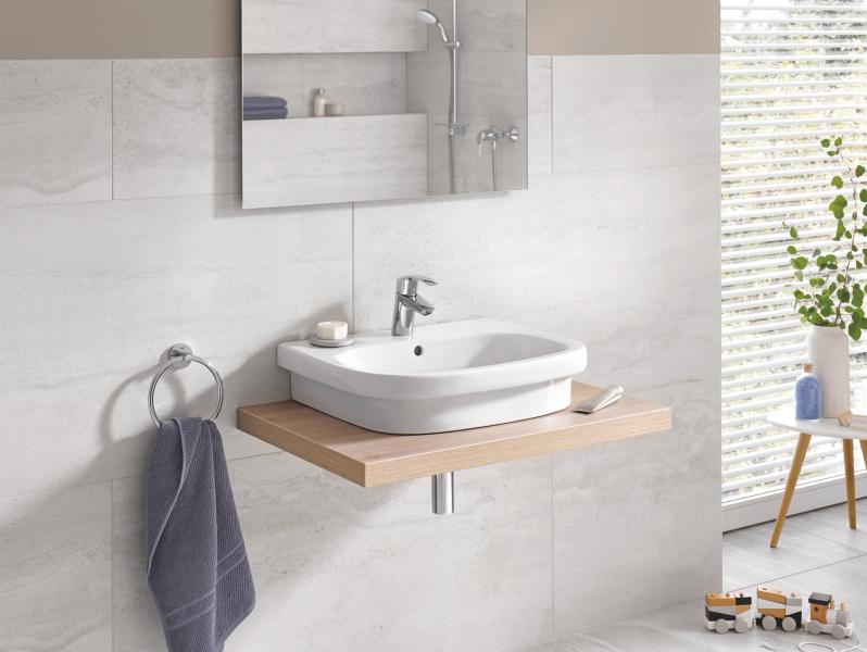 Grohe Eurosmart h&aring;ndvaskarmatur m/bundventil og vandsparer