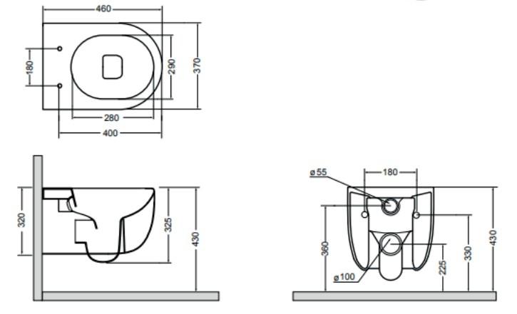 Lavabo Glomp Mini rimless toiletpakke inkl. s&aelig;de m/soft-close, cisterne og mat sort betjening