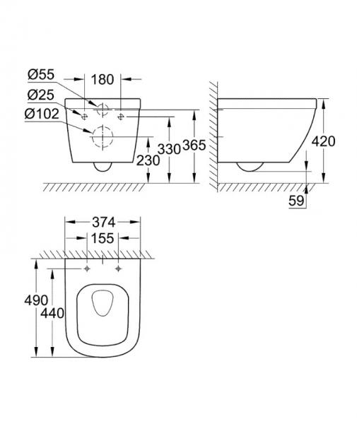 Grohe Euro kompakt Rimless toiletpakke inkl. sæde m/soft-close, cisterne og mat sort betjening Grohe Euro kompakt Rimless toiletpakke inkl. sæde m/soft-close, cisterne og mat sort betjening