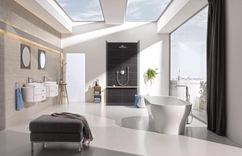 Grohe Essence New h&aring;ndvaskarmatur m/bundventil - B&oslash;rstet hard graphite
