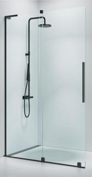 Strømberg Faro 12 walk-in brusevæg m/skydedør 800mm - Klart glas/børstet kobber Strømberg Faro 12 walk-in brusevæg m/skydedør 800mm - Klart glas/børstet kobber