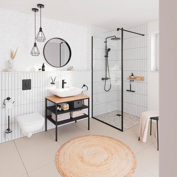Grohe Start S h&aring;ndvaskarmatur m/koldstart og push open bundventil - Mat sort